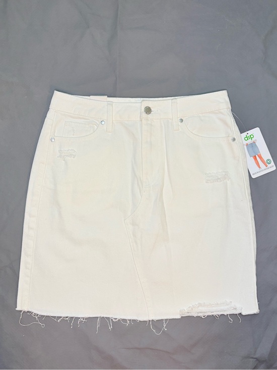 dip Dresses & Skirts - NWT - dip - White High-Waisted Distressed Denim Skirt - Women’s 8
